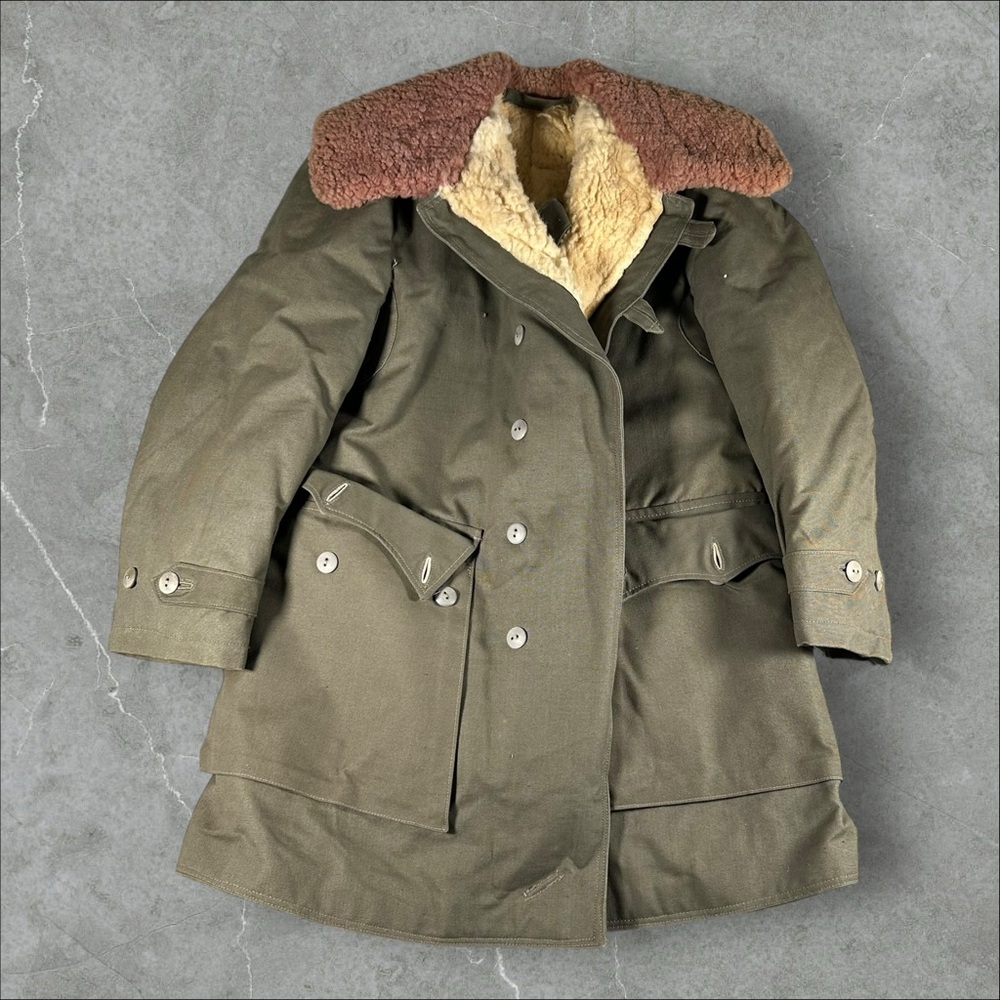 Vintage WW2 German Swedish Jacket XL Mens Green Sheepskin M1909‎ Parka Overcoat